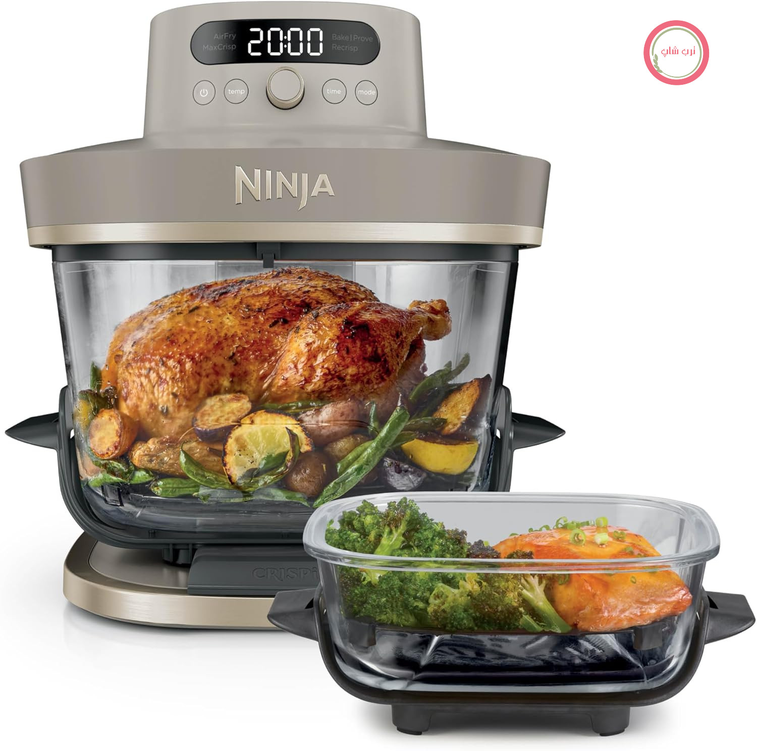 سرخ کن بدون روغن شیشه‌ای نینجا آمریکا مدل CRISPi PRO XL استون گلد Ninja AS090EUSD